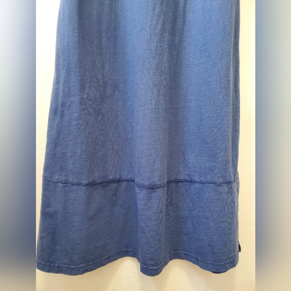 Fenini Art-to-Wear Blue Cotton Maxi Dress Artsy Boho Slit 100% Cotton - Picture 5 of 12